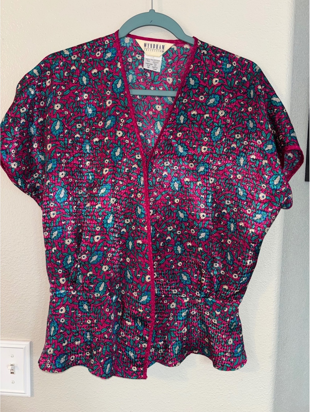 Vintage Wyndham Collection Floral Peplum Blouse Silk Look